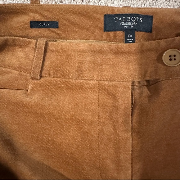 Talbots Curvy Petite Brown Velvet Pants Size 10P Straight Leg - Picture 7 of 9